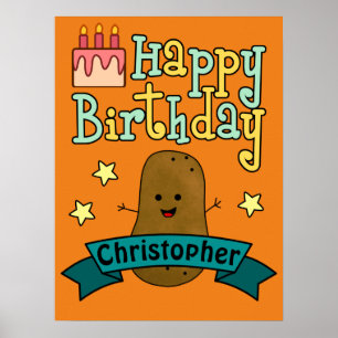 Fun Happy Birthday Potato Personalised Poster
