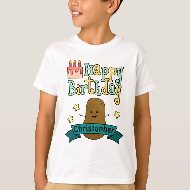 Fun Happy Birthday Potato Personalised T-Shirt (Front)