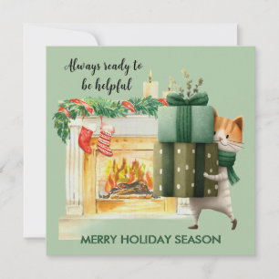 Fun Happy Cat Happier Christmas Card