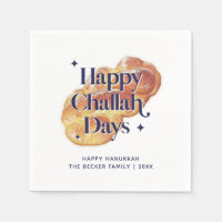 Fun Happy Challah Days Hanukkah Watercolor Napkin