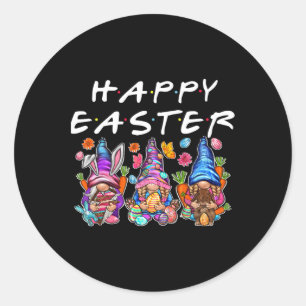 Fun Happy Easter Three Gnome Friends Easter Boys K Classic Round Sticker