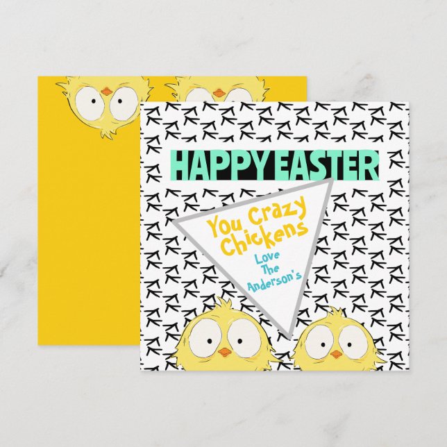 Fun “Happy Easter You Crazy Chickens” | Easter Holiday Card (Front/Back)