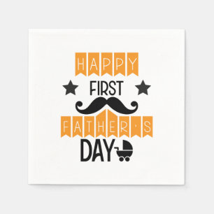 Fun Happy first Father's Day word art  Napkin
