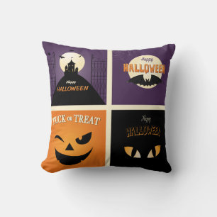 Fun Happy Halloween Black &  Orange Cushion