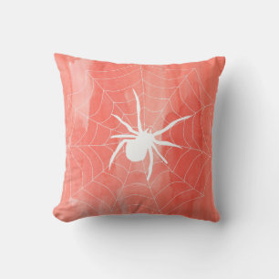 Fun Happy Halloween Black & Orange Spider Web Cushion