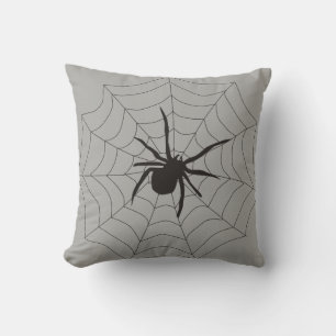 Fun Happy Halloween Black & White Spider Web Cushion