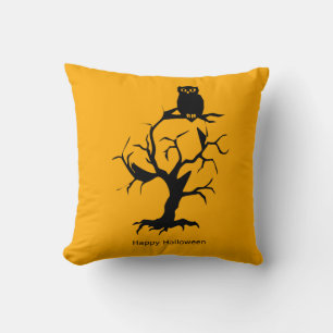 Fun Happy Halloween Dancing Skeleton Throw Pillow