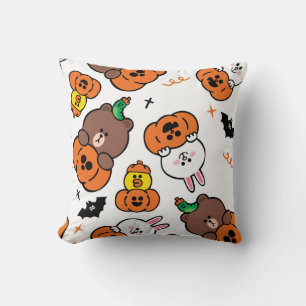 Fun Happy Halloween Pumpkin Bats Cushion