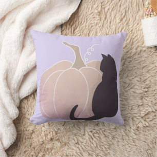 Fun Happy Halloween Pumpkin Cat Cushion