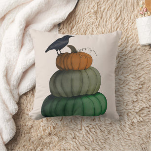 Fun Happy Halloween Pumpkin Crow Cushion