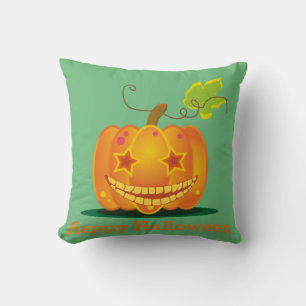 Fun Happy Halloween Pumpkin Throw Pillow