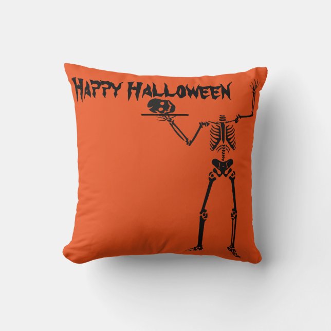 Fun Happy Halloween Skeleton Cushion (Front)