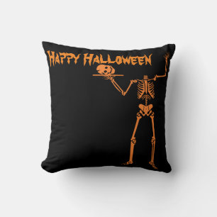 Fun Happy Halloween Skeleton Cushion