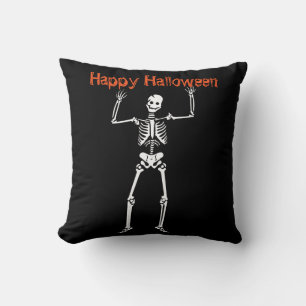 Fun Happy Halloween Skeleton Cushion