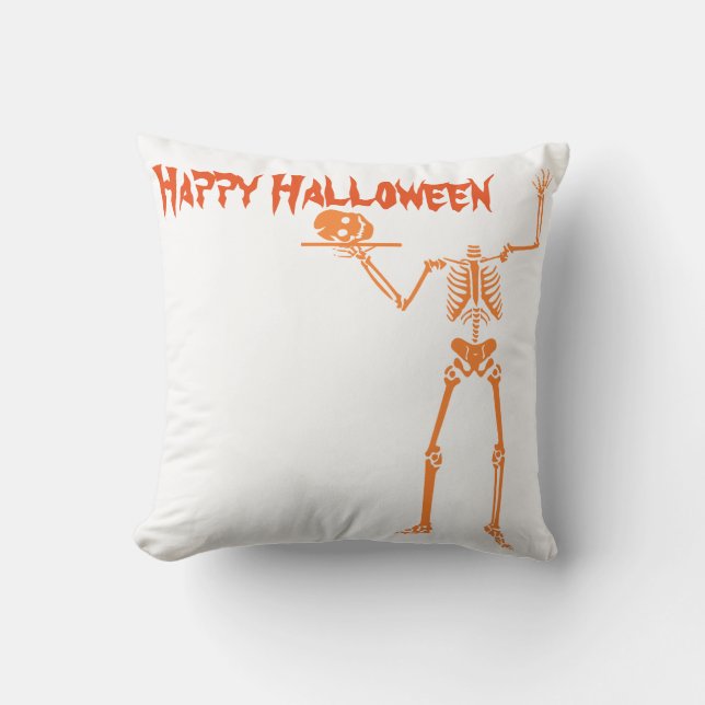 Fun Happy Halloween Skeleton Cushion (Front)