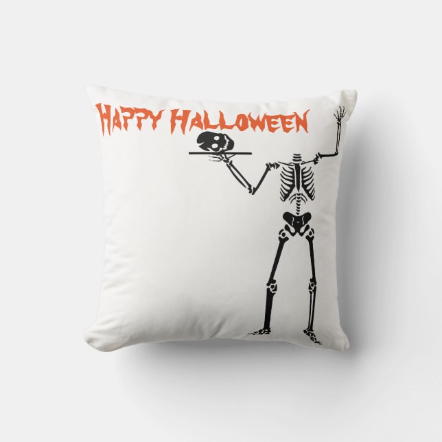Fun Happy Halloween Skeleton Cushion (Front)