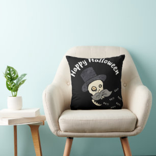 Fun Happy Halloween Skull Cushion