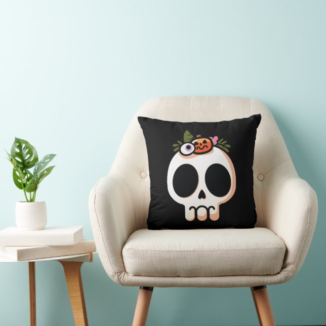 Fun Happy Halloween Skull Cushion (Chair)