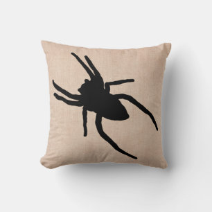 Fun Happy Halloween Spider Burlap Cushion
