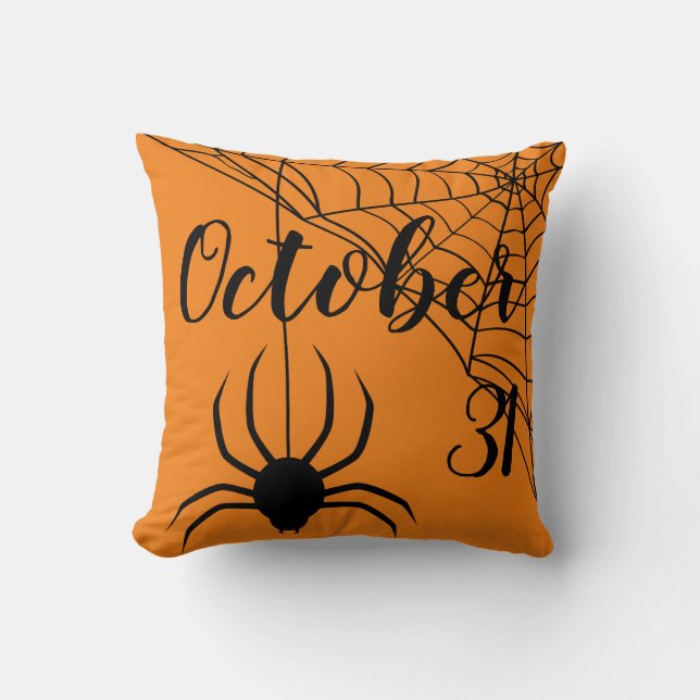 Fun Happy Halloween Spider October 31st Cushion (Front)