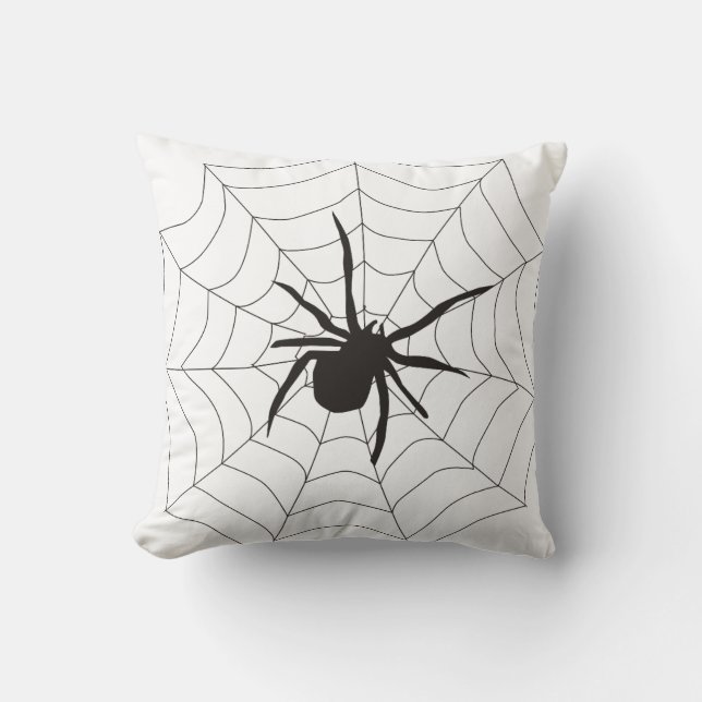 Fun Happy Halloween Spider with Web Cushion (Front)