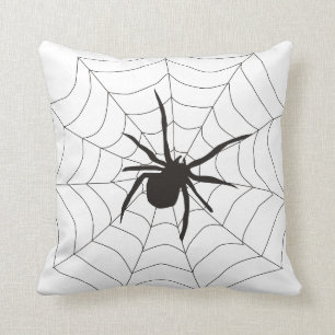 Fun Happy Halloween Spider with Web Cushion