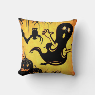 Fun Happy Halloween Trick or Treat with Spider Web Cushion