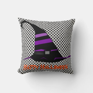 Fun Happy Halloween Witch Hat Cushion
