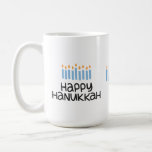 Fun Happy Hanukkah cute typography 15 oz Mug<br><div class="desc">Two-sided printing with this whimsical typography Happy Hanukkah Mug. Designed for 15 oz mug / 11 oz mug is also available. Dishwasher/Microwave sale.</div>