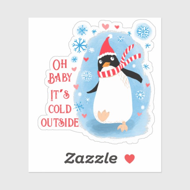 Fun happy holiday penguin in the snow (Sheet)