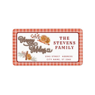 Fun Happy Holidays cinnamon orange Label