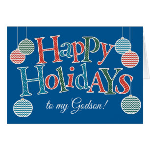 Fun Happy Holidays for Godson, Colourful Baubles