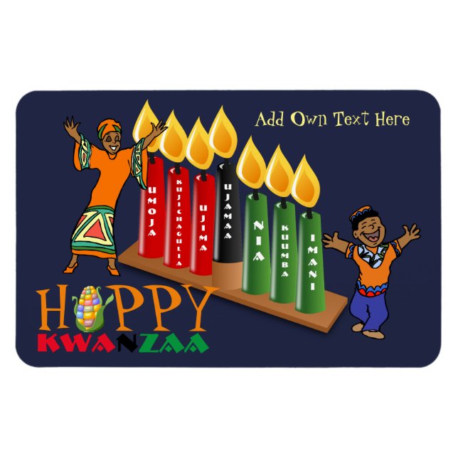 Fun Happy Kwanzaa 7 Principles Personalised Magnet (Horizontal)