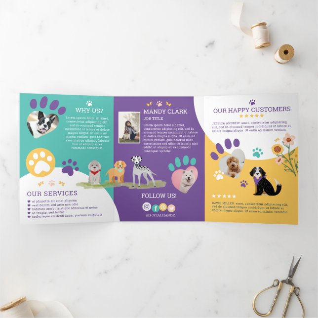 Fun Happy Pet Family Pet Care, Grooming Tri-Fold Card (Inside)