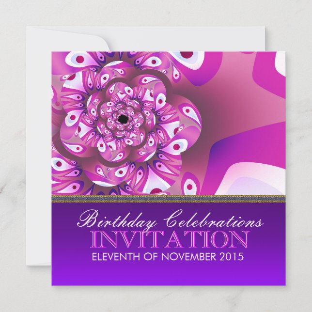 Fun Happy Pink Scrunchy Birthday Party Invitation (Front)