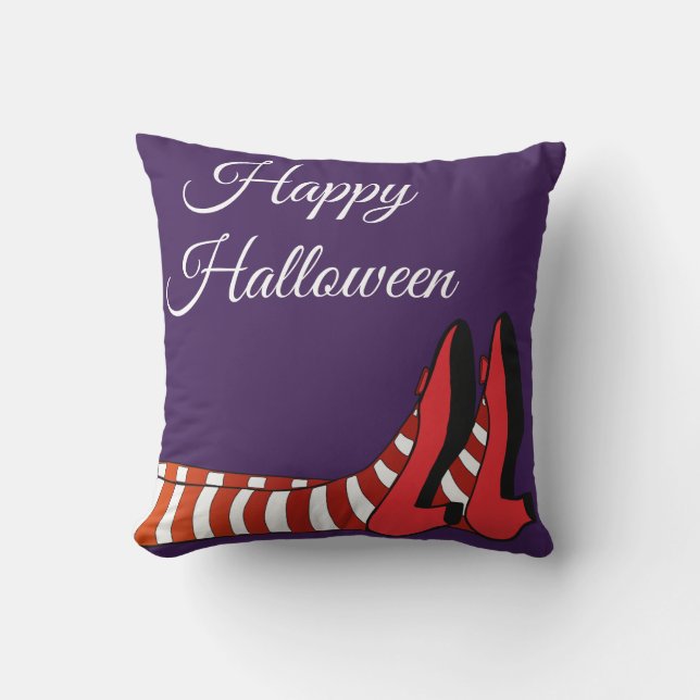 Fun Happy Retro Halloween Witch Cushion (Front)