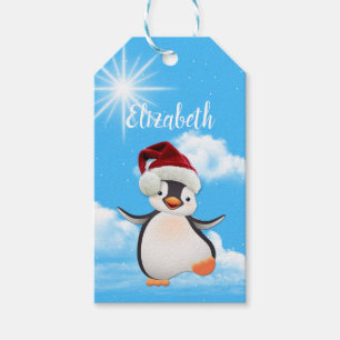 Fun Happy Skiing Snowman Gift Tags