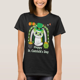 Fun Happy st catrick's day cat cats with c shamroc T-Shirt