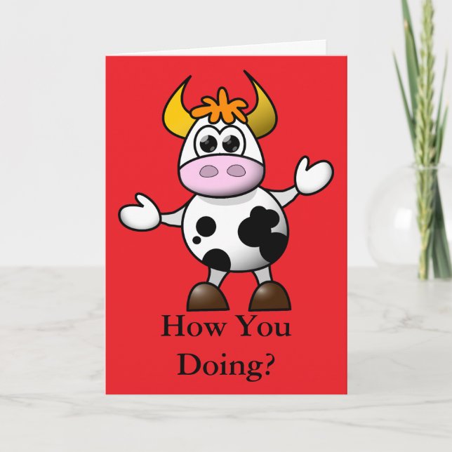 Fun Happy Valentine's Day Cow Holiday Card (Front)