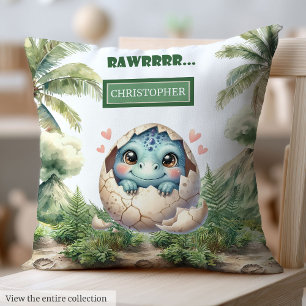 Fun Hatching Soon Baby Dinosaur Personalised Cushion