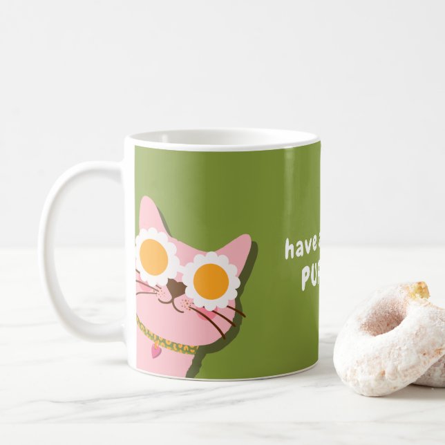 Fun Have a Purr-fect Day Cat Mug (With Donut)