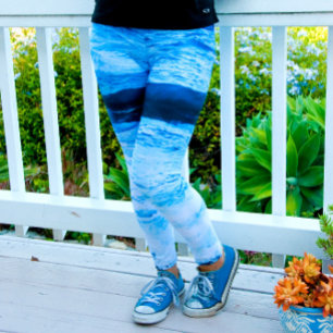 Fun Hawaiian Turquoise Blue Ocean Waves Photo Leggings