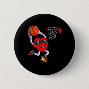 Fun Heart Dunking Basketball Sport Lovers Valentin 6 Cm Round Badge