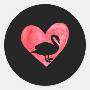 Fun Heart Goose Duck Bird Lover Animal Valentines Classic Round Sticker