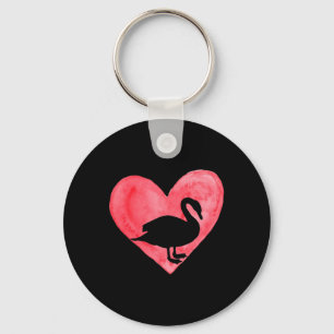 Fun Heart Goose Duck Bird Lover Animal Valentines Key Ring