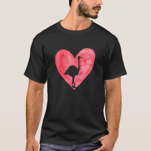 Fun Heart Ostrich Bird chicken Animal Valentines D T-Shirt