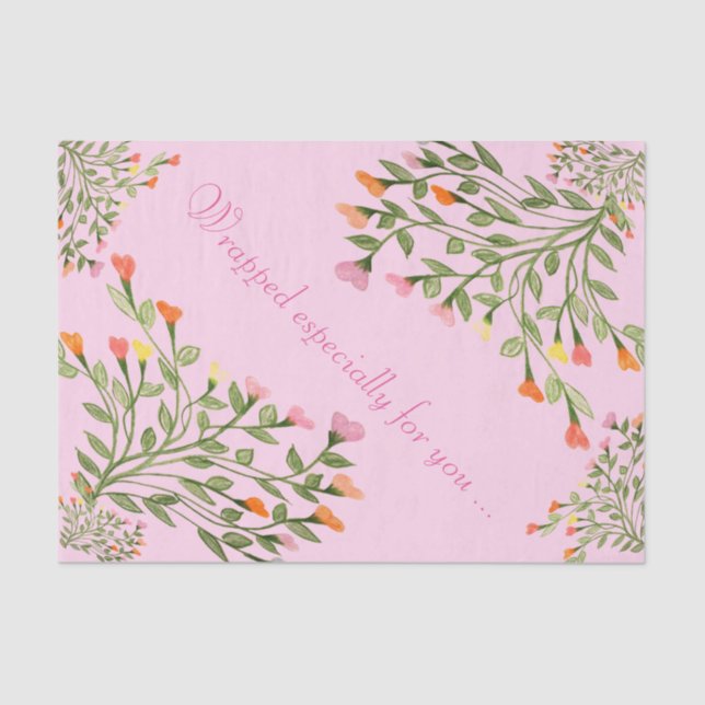 Fun Heart Shaped fFloral Design Tissue Paper (Front)