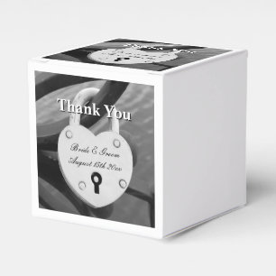 Fun heart shaped love lock with keyhole wedding favour box