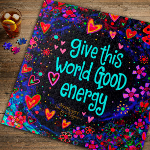 Fun Hearts Inspirivity Quotes Unique Square Jigsaw Puzzle