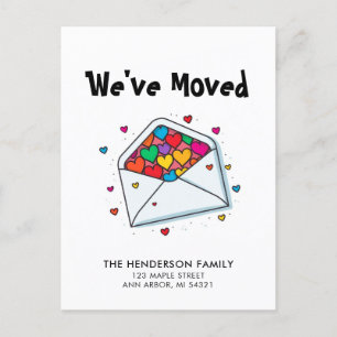 Fun Hearts New Home Moving Announcement Postcard